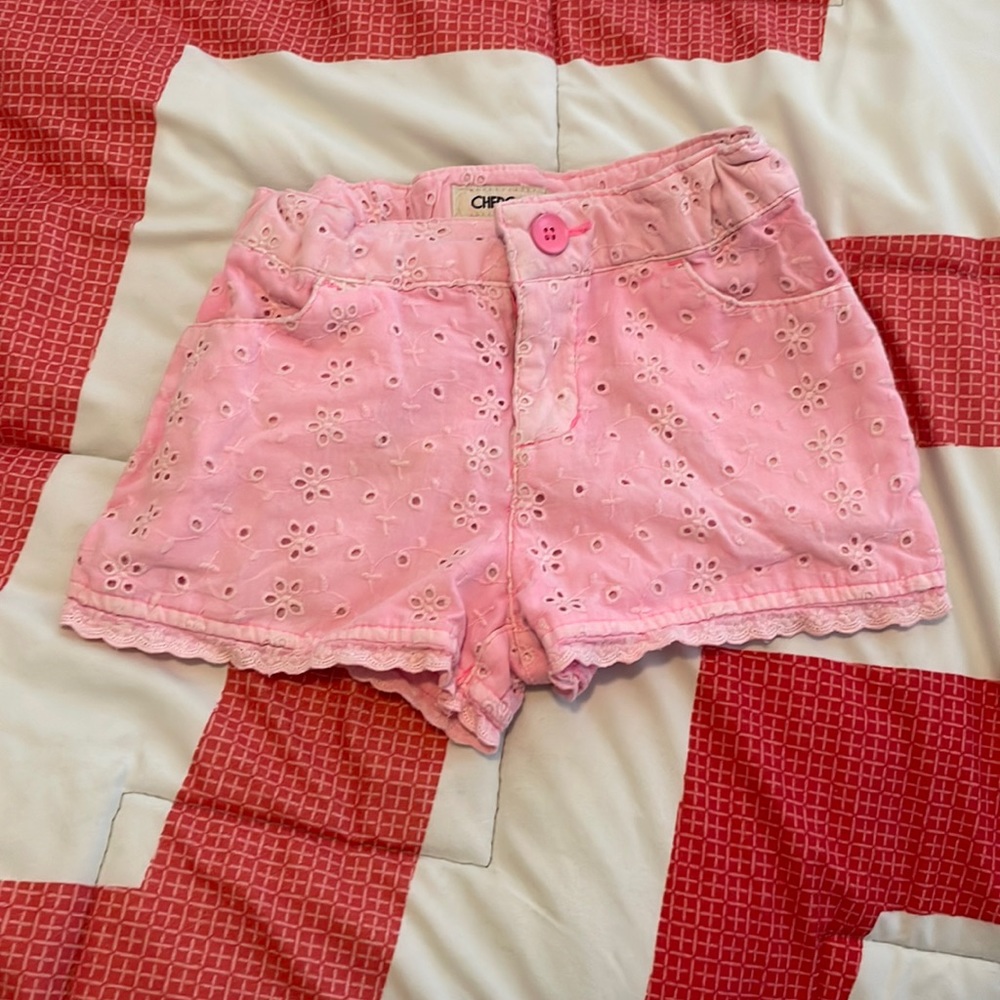 Girls Pink Eyelet Shorts